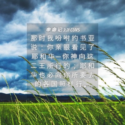 Picture 04 - 申 命 记 3:21 CUVS - 那 时 我 吩 咐 约 书 亚 说 ： 你 亲 - Bible Verse Picture