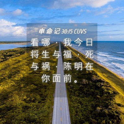 Picture 04 - 申 命 记 30:15 CUVS - 看 哪 ， 我 今 日 将 生 与 福 ， 死 - Bible Verse Picture
