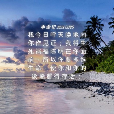 Picture 04 - 申 命 记 30:19 CUVS - 我 今 日 呼 天 唤 地 向 你 作 见 证 - Bible Verse Picture
