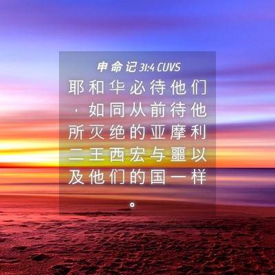 Picture 04 - 申 命 记 31:4 CUVS - 耶 和 华 必 待 他 们 ， 如 同 从 前 - Bible Verse Picture