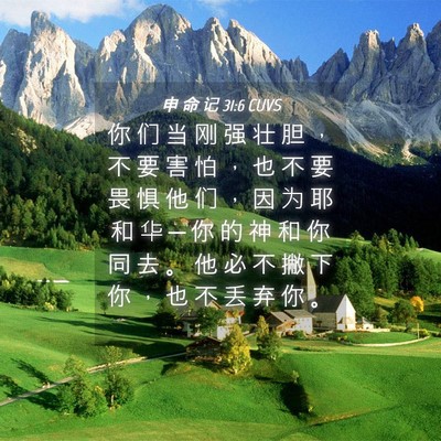 Picture 04 - 申 命 记 31:6 CUVS - 你 们 当 刚 强 壮 胆 ， 不 要 害 怕 - Bible Verse Picture