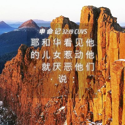 Picture 04 - 申 命 记 32:19 CUVS - 耶 和 华 看 见 他 的 儿 女 惹 动 他 - Bible Verse Picture