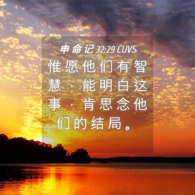 Picture 04 - 申 命 记 32:29 CUVS - 惟 愿 他 们 有 智 慧 ， 能 明 白 这 - Bible Verse Picture