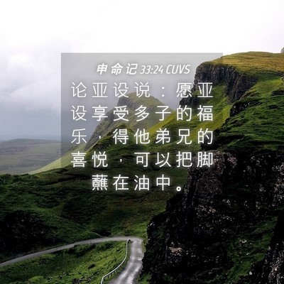 Picture 04 - 申 命 记 33:24 CUVS - 论 亚 设 说 ： 愿 亚 设 享 受 多 子 - Bible Verse Picture