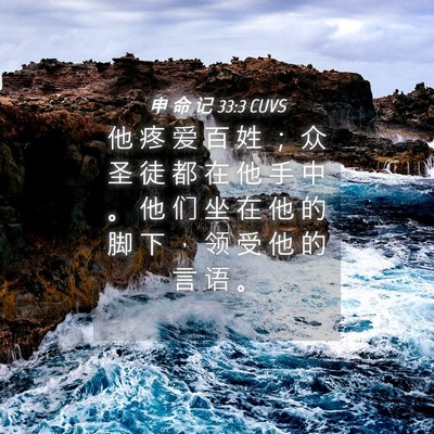 Picture 04 - 申 命 记 33:3 CUVS - 他 疼 爱 百 姓 ； 众 圣 徒 都 在 他 - Bible Verse Picture