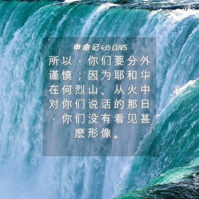 Picture 04 - 申 命 记 4:15 CUVS - 所 以 ， 你 们 要 分 外 谨 慎 ； 因 - Bible Verse Picture