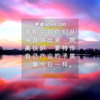 Picture 04 - 申 命 记 4:20 CUVS - 耶 和 华 将 你 们 从 埃 及 领 出 来 - Bible Verse Picture