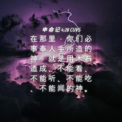 Picture 04 - 申 命 记 4:28 CUVS - 在 那 里 ， 你 们 必 事 奉 人 手 所 - Bible Verse Picture