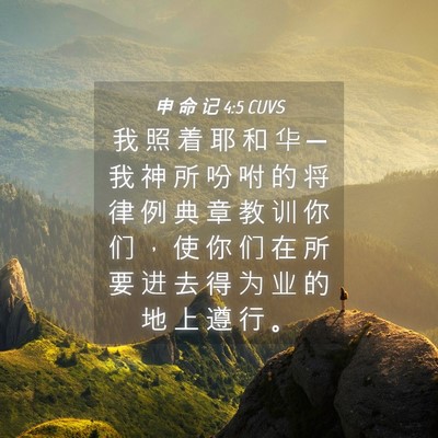Picture 04 - 申 命 记 4:5 CUVS - 我 照 着 耶 和 华 ─ 我 神 所 吩 咐 - Bible Verse Picture