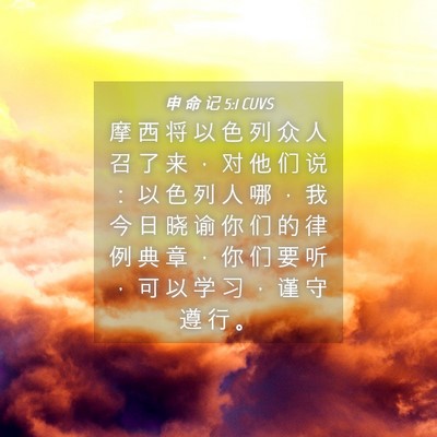 Picture 04 - 申 命 记 5:1 CUVS - 摩 西 将 以 色 列 众 人 召 了 来 ， - Bible Verse Picture