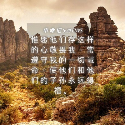 Picture 04 - 申 命 记 5:29 CUVS - 惟 愿 他 们 存 这 样 的 心 敬 畏 我 - Bible Verse Picture
