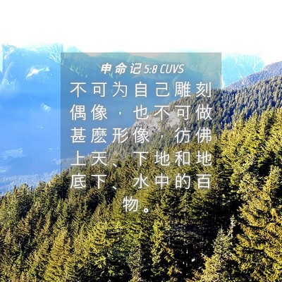 Picture 04 - 申 命 记 5:8 CUVS - 不 可 为 自 己 雕 刻 偶 像 ， 也 不 - Bible Verse Picture
