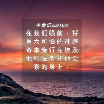Picture 04 - 申 命 记 6:22 CUVS - 在 我 们 眼 前 ， 将 重 大 可 怕 的 - Bible Verse Picture