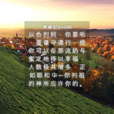 Picture 04 - 申 命 记 6:3 CUVS - 以 色 列 阿 ， 你 要 听 ， 要 谨 守 - Bible Verse Picture