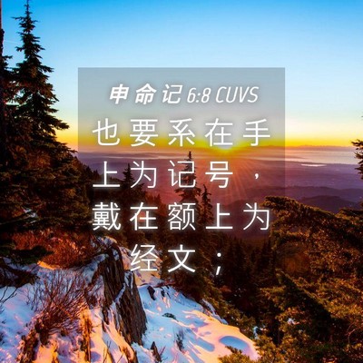 Picture 04 - 申 命 记 6:8 CUVS - 也 要 系 在 手 上 为 记 号 ， 戴 在 - Bible Verse Picture