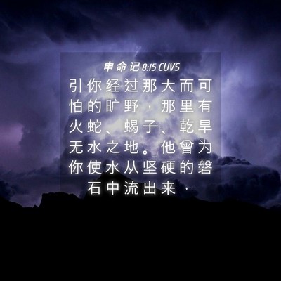 Picture 04 - 申 命 记 8:15 CUVS - 引 你 经 过 那 大 而 可 怕 的 旷 野 - Bible Verse Picture