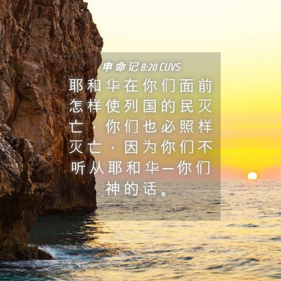 Picture 04 - 申 命 记 8:20 CUVS - 耶 和 华 在 你 们 面 前 怎 样 使 列 - Bible Verse Picture