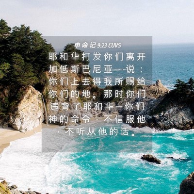 Picture 04 - 申 命 记 9:23 CUVS - 耶 和 华 打 发 你 们 离 开 加 低 斯 - Bible Verse Picture