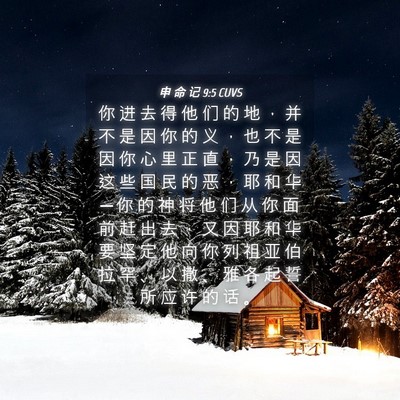 Picture 04 - 申 命 记 9:5 CUVS - 你 进 去 得 他 们 的 地 ， 并 不 是 - Bible Verse Picture