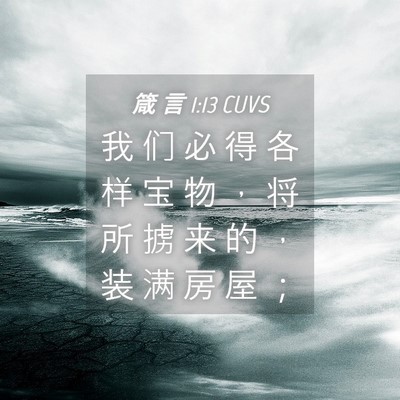 Picture 04 - 箴 言 1:13 CUVS - 我 们 必 得 各 样 宝 物 ， 将 所 掳 - Bible Verse Picture