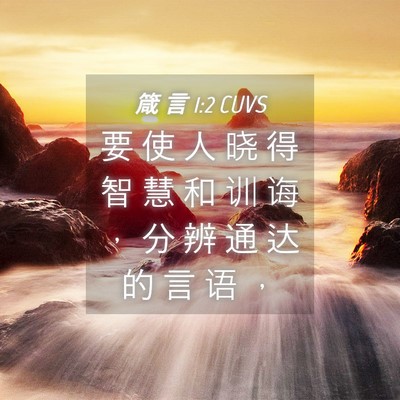 Picture 04 - 箴 言 1:2 CUVS - 要 使 人 晓 得 智 慧 和 训 诲 ， 分 - Bible Verse Picture