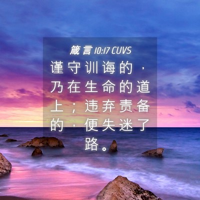 Picture 04 - 箴 言 10:17 CUVS - 谨 守 训 诲 的 ， 乃 在 生 命 的 道 - Bible Verse Picture