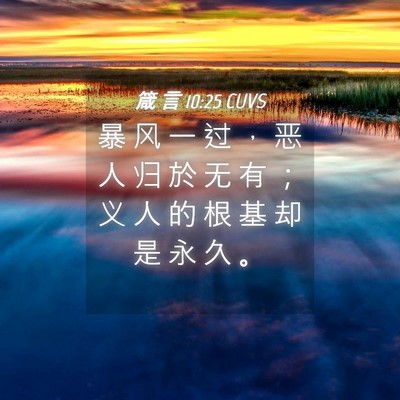 Picture 04 - 箴 言 10:25 CUVS - 暴 风 一 过 ， 恶 人 归 於 无 有 ； - Bible Verse Picture