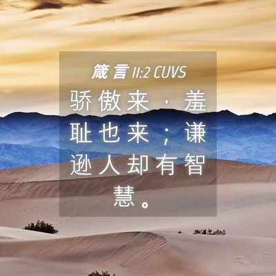 Picture 04 - 箴 言 11:2 CUVS - 骄 傲 来 ， 羞 耻 也 来 ； 谦 逊 人 - Bible Verse Picture