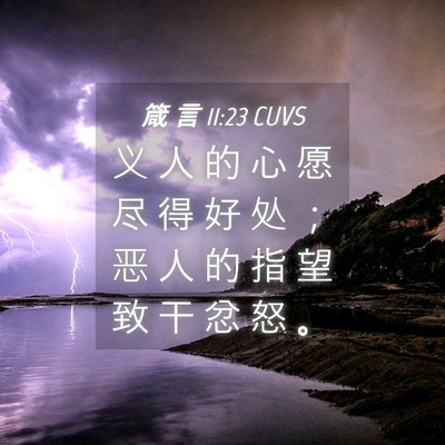 Picture 04 - 箴 言 11:23 CUVS - 义 人 的 心 愿 尽 得 好 处 ； 恶 人 - Bible Verse Picture