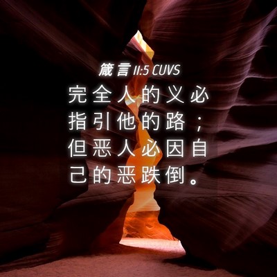 Picture 04 - 箴 言 11:5 CUVS - 完 全 人 的 义 必 指 引 他 的 路 ； - Bible Verse Picture