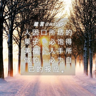 Picture 04 - 箴 言 12:14 CUVS - 人 因 口 所 结 的 果 子 ， 必 饱 得 - Bible Verse Picture
