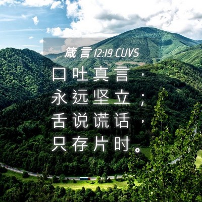 Picture 04 - 箴 言 12:19 CUVS - 口 吐 真 言 ， 永 远 坚 立 ； 舌 说 - Bible Verse Picture