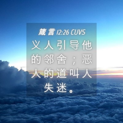 Picture 04 - 箴 言 12:26 CUVS - 义 人 引 导 他 的 邻 舍 ； 恶 人 的 - Bible Verse Picture