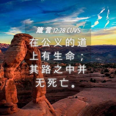 Picture 04 - 箴 言 12:28 CUVS - 在 公 义 的 道 上 有 生 命 ； 其 路 - Bible Verse Picture