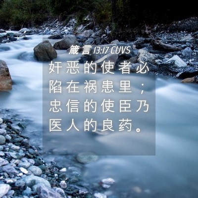 Picture 04 - 箴 言 13:17 CUVS - 奸 恶 的 使 者 必 陷 在 祸 患 里 ； - Bible Verse Picture
