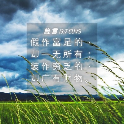 Picture 04 - 箴 言 13:7 CUVS - 假 作 富 足 的 ， 却 一 无 所 有 ； - Bible Verse Picture