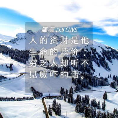Picture 04 - 箴 言 13:8 CUVS - 人 的 资 财 是 他 生 命 的 赎 价 ； - Bible Verse Picture