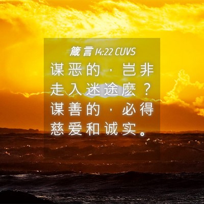 Picture 04 - 箴 言 14:22 CUVS - 谋 恶 的 ， 岂 非 走 入 迷 途 麽 ？ - Bible Verse Picture