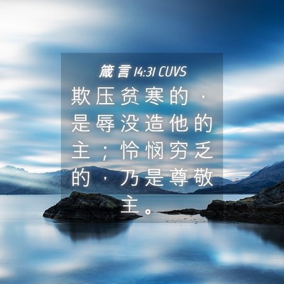 Picture 04 - 箴 言 14:31 CUVS - 欺 压 贫 寒 的 ， 是 辱 没 造 他 的 - Bible Verse Picture
