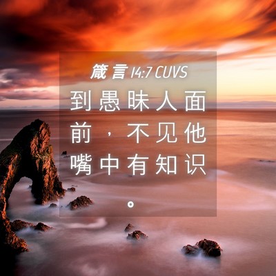 Picture 04 - 箴 言 14:7 CUVS - 到 愚 昧 人 面 前 ， 不 见 他 嘴 中 - Bible Verse Picture