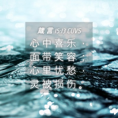 Picture 04 - 箴 言 15:13 CUVS - 心 中 喜 乐 ， 面 带 笑 容 ； 心 里 - Bible Verse Picture