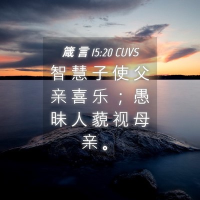 Picture 04 - 箴 言 15:20 CUVS - 智 慧 子 使 父 亲 喜 乐 ； 愚 昧 人 - Bible Verse Picture