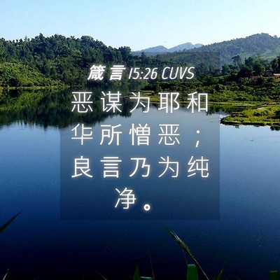 Picture 04 - 箴 言 15:26 CUVS - 恶 谋 为 耶 和 华 所 憎 恶 ； 良 言 - Bible Verse Picture