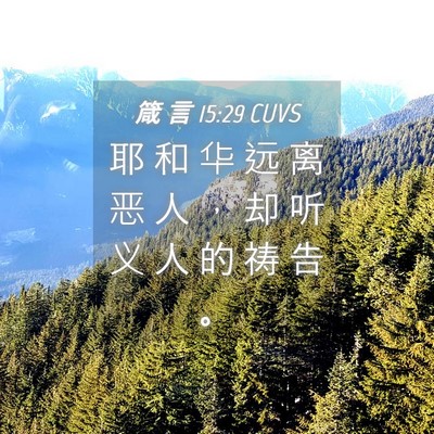 Picture 04 - 箴 言 15:29 CUVS - 耶 和 华 远 离 恶 人 ， 却 听 义 人 - Bible Verse Picture