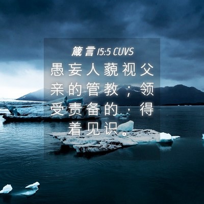Picture 04 - 箴 言 15:5 CUVS - 愚 妄 人 藐 视 父 亲 的 管 教 ； 领 - Bible Verse Picture