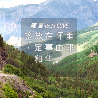 Picture 04 - 箴 言 16:33 CUVS - 签 放 在 怀 里 ， 定 事 由 耶 和 华 - Bible Verse Picture