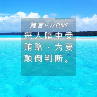 Picture 04 - 箴 言 17:23 CUVS - 恶 人 暗 中 受 贿 赂 ， 为 要 颠 倒 - Bible Verse Picture
