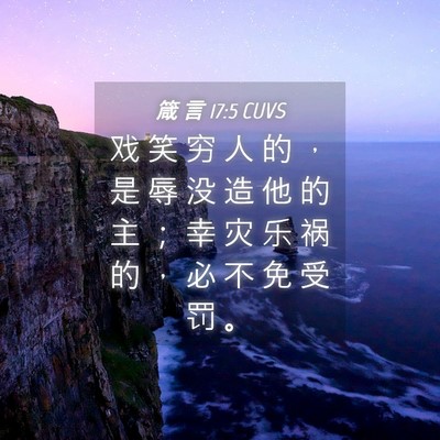 Picture 04 - 箴 言 17:5 CUVS - 戏 笑 穷 人 的 ， 是 辱 没 造 他 的 - Bible Verse Picture