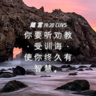 Picture 04 - 箴 言 19:20 CUVS - 你 要 听 劝 教 ， 受 训 诲 ， 使 你 - Bible Verse Picture