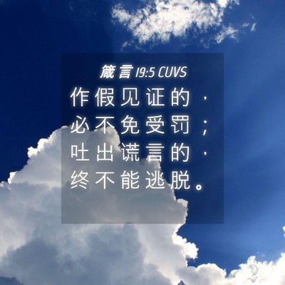 Picture 04 - 箴 言 19:5 CUVS - 作 假 见 证 的 ， 必 不 免 受 罚 ； - Bible Verse Picture